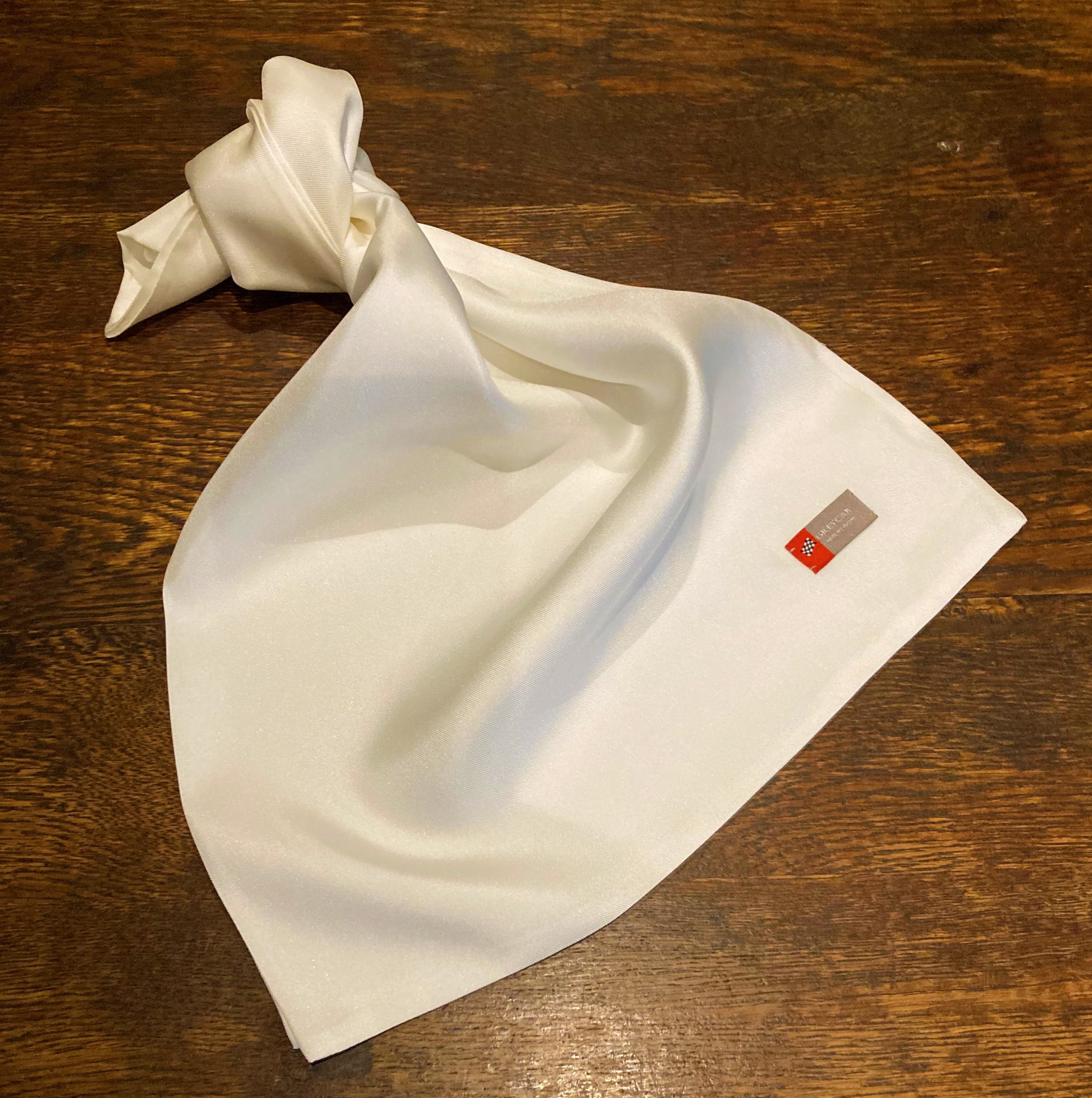 Silk Aviator Scarf, Plain White