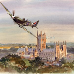 Spitfire over Canterbury, Kent-ink
